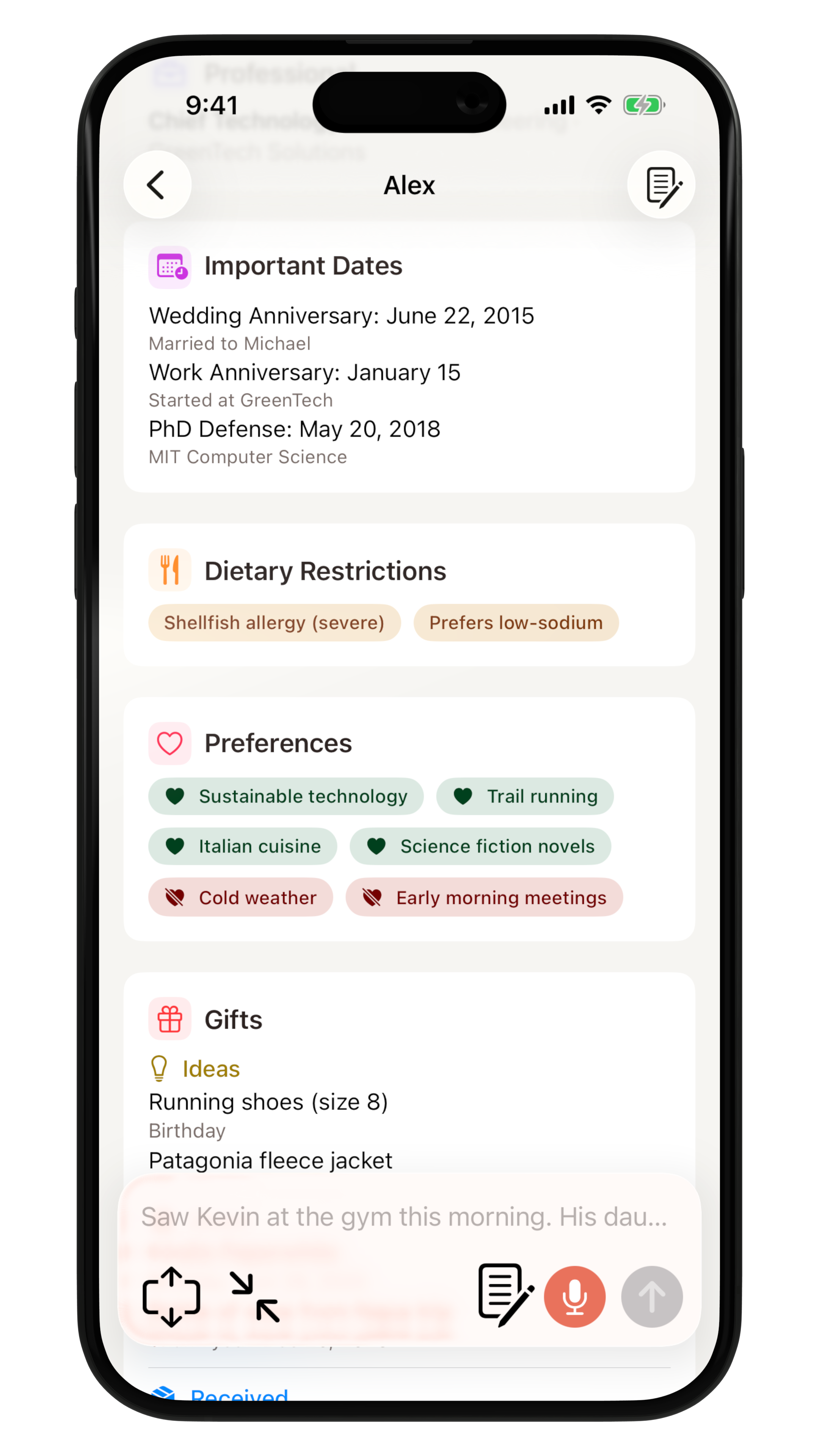 Contacts Magic widget on iPhone home screen with upcoming follow-ups